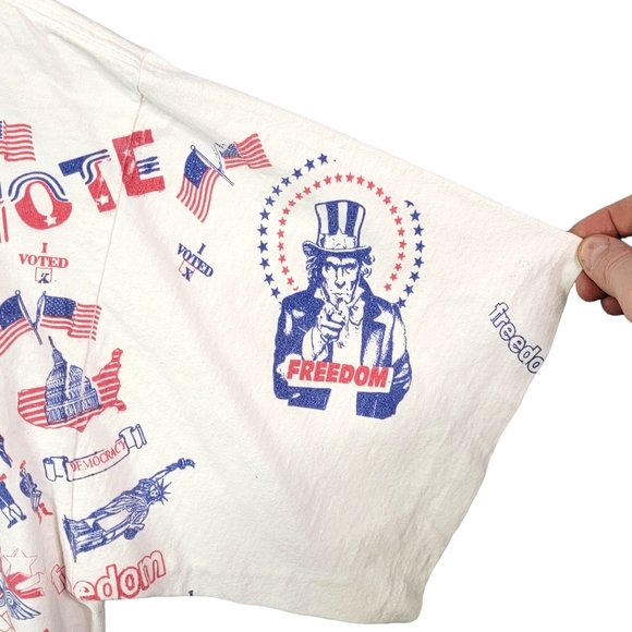 Vote Rights USA Uncle Sam All Over Print AOP Vintage Single Stitched Tee XL - Picture 11 of 16